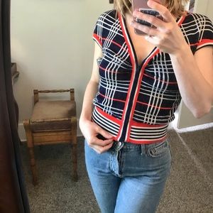 70’s cropped front zip top
